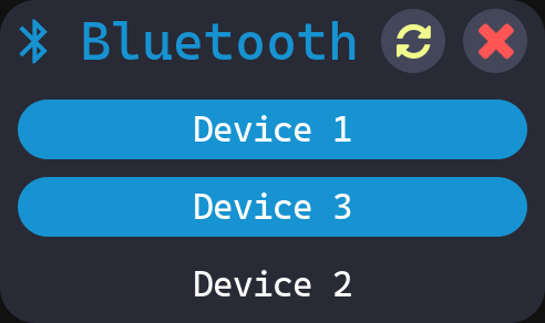 The bluetooth widget with default css